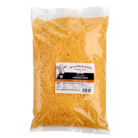 Bongards Yellow Cheese Cheddar Fancy Shred 5 Pound Each - 4 Per Case.