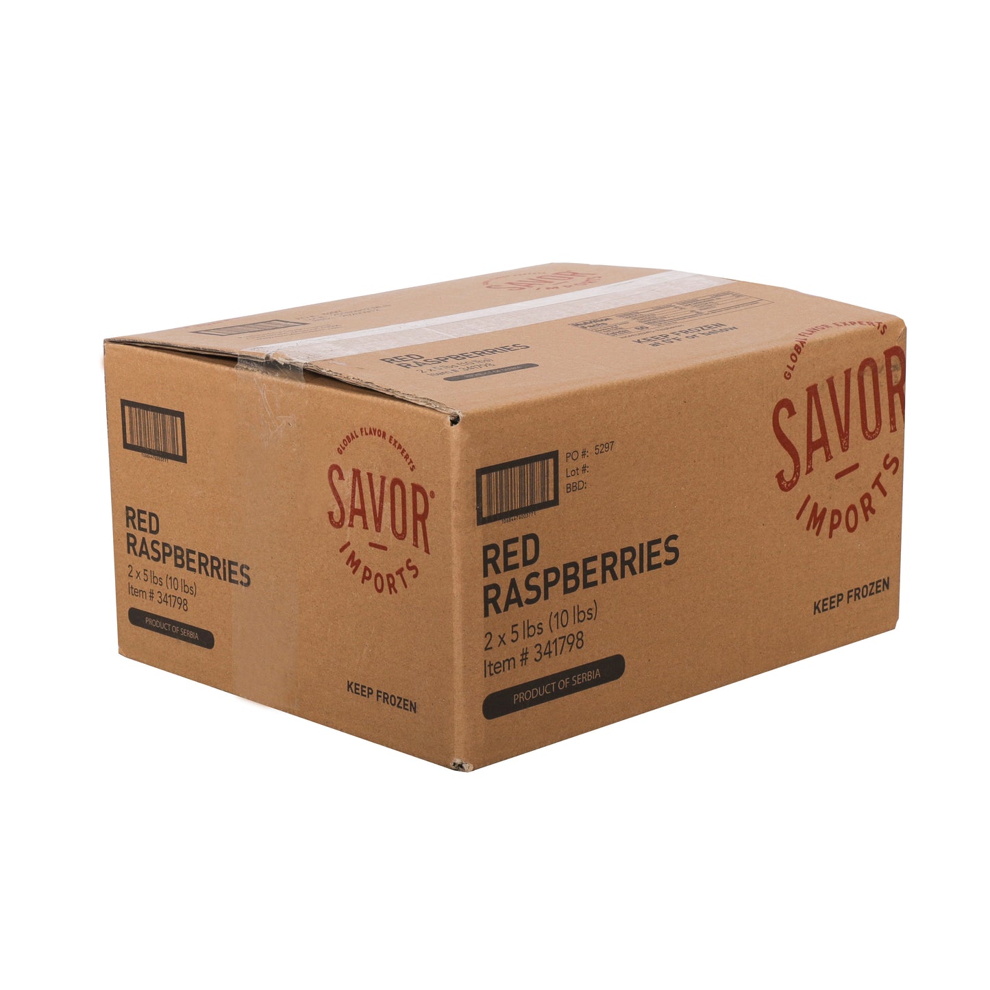 Savor Imports Raspberry Red Whole Individualquick Frozen 5 Pound Each - 2 Per Case.