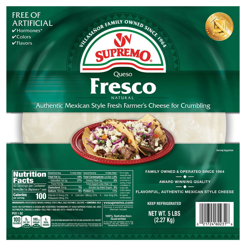 Supremo Queso Fresco 5 Pound Each - 4 Per Case.