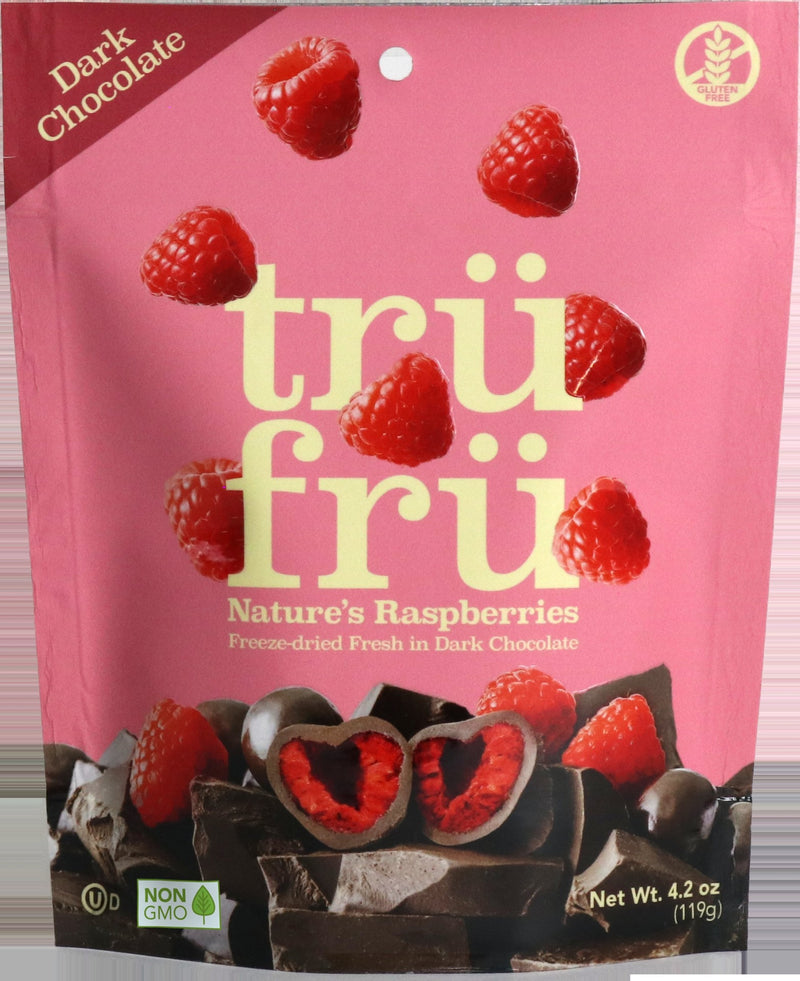 Tru Fru Hyper Dried Grab & Share Hyper Driedreal Raspberry In Dark Chocolate 4.2 Ounce Size - 6 Per Case.