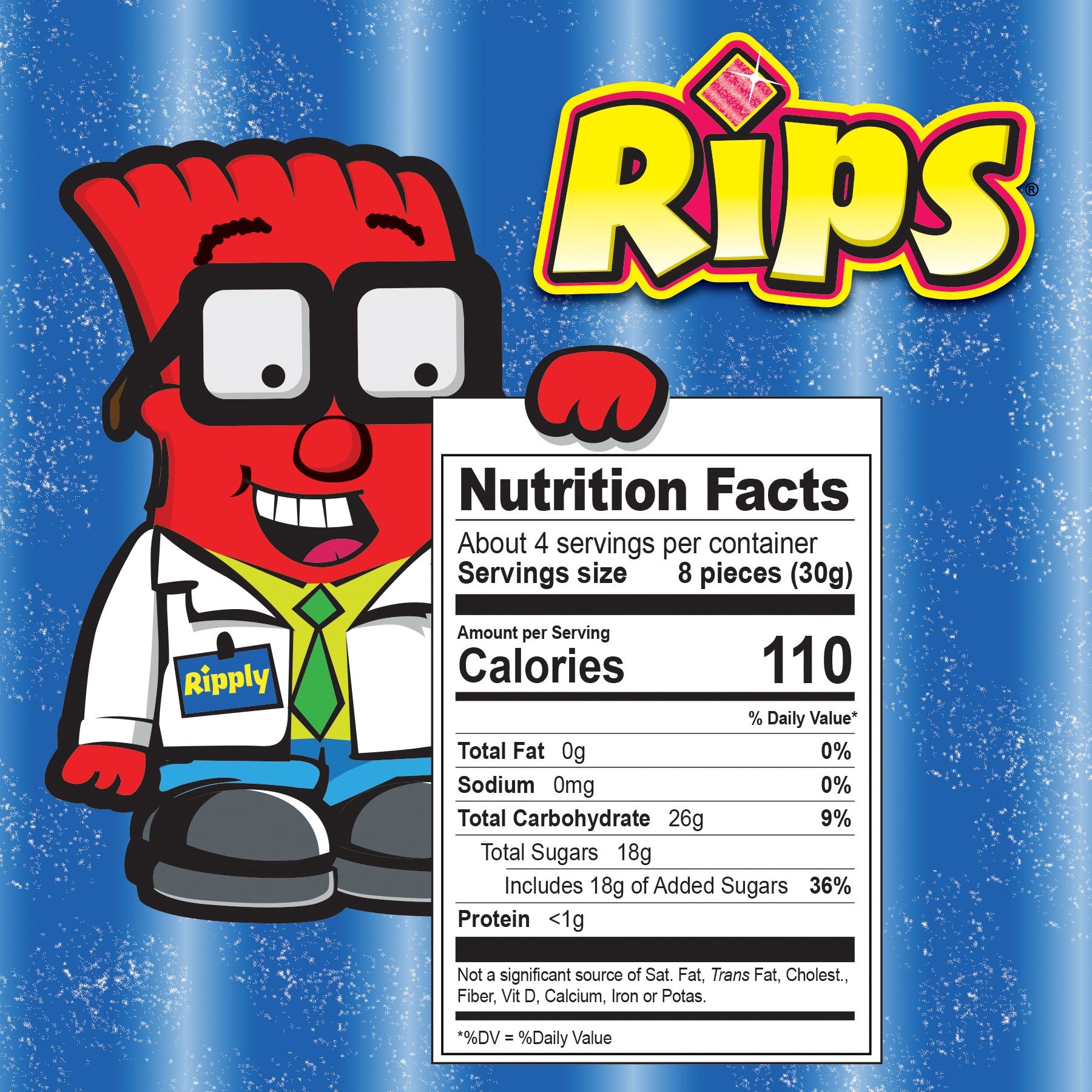 Rips Bite Size Strawberry Green Apple Pieces Peg Bag 4 Ounce Size - 12 Per Case.