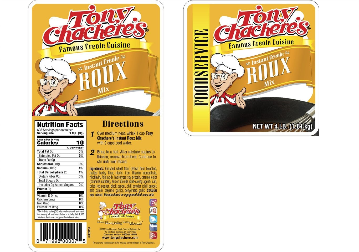 Instant Dry Roux Mix 4 Pound Each - 4 Per Case.