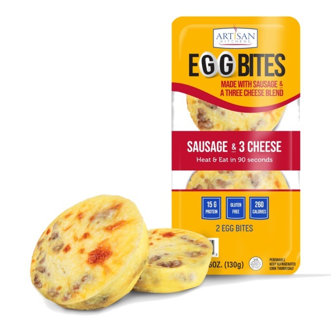 Artisan Kitchens Sausage & Three Cheese Eggbites 2 Each - 7 Per Case.