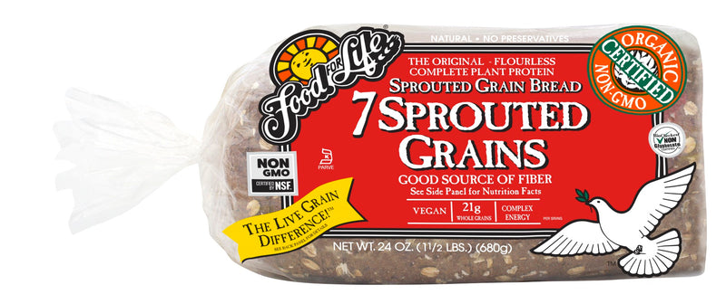 Food For Life Organic Sprouted Whole Grainbread 24 Ounce Size - 6 Per Case.