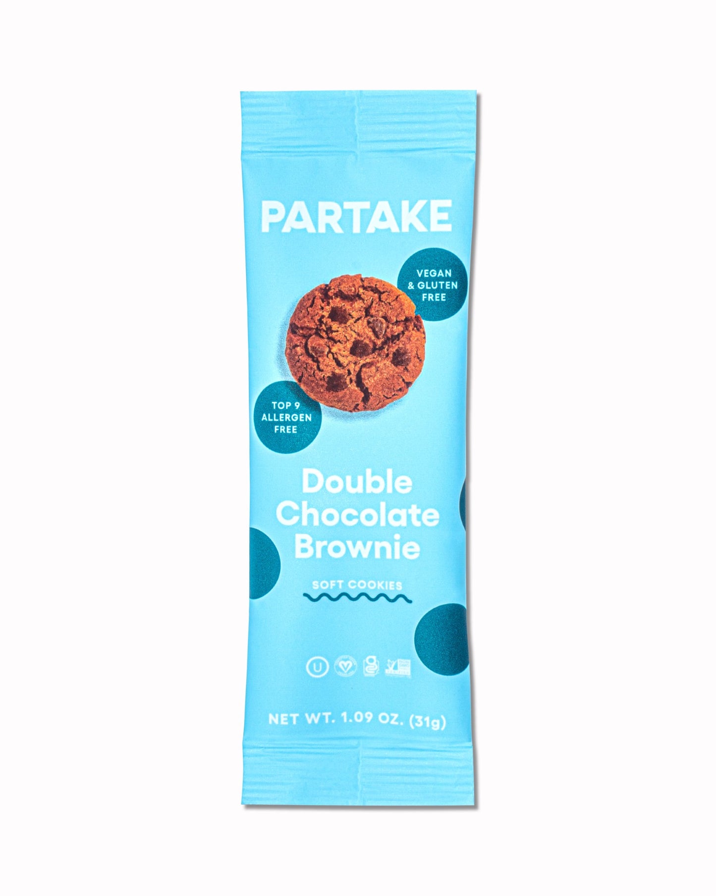 Partake Foods Soft Baked Double Chocolate Cookies Snack 1 Ounce Size - 24 Per Case.