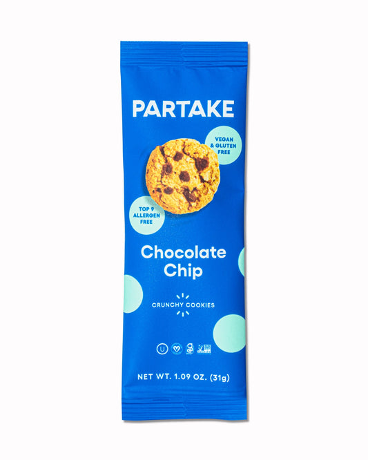 Partake Foods Crunchy Chocolate Chip Cookiessnack 1 Ounce Size - 24 Per Case.