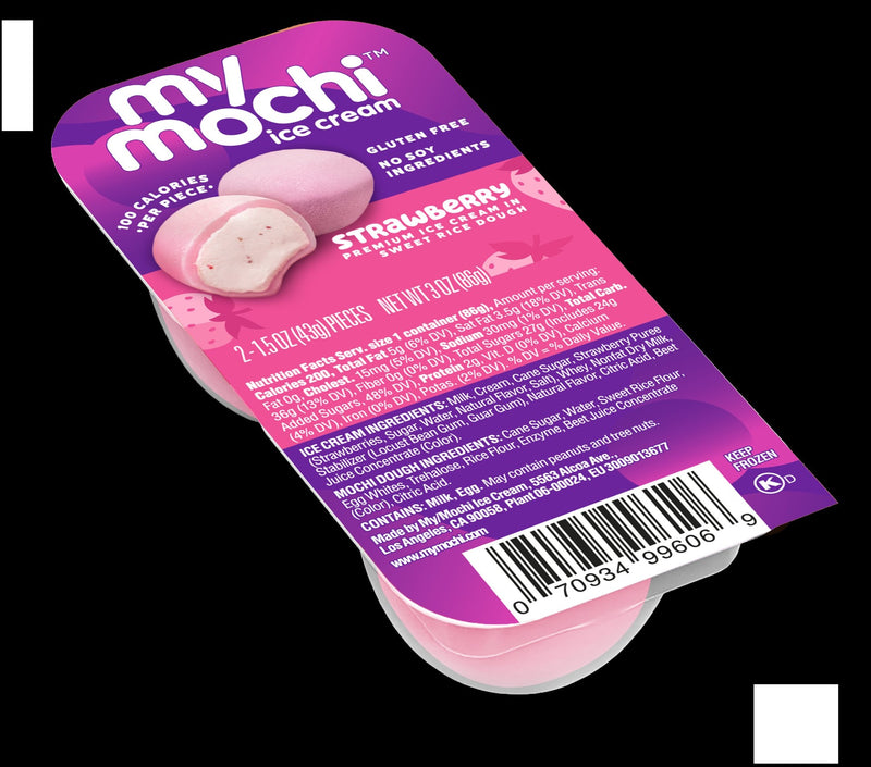 Mymochi Strawberry Mochi Ice Cream 1.5 Ounce Size - 12 Per Case.