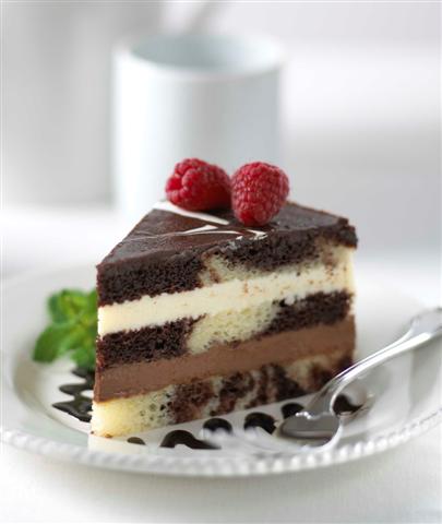 The Original Cakerie Layer (2"x6") Tuxedo Truffle Mousse Cake Cut 185 Ounce Size - 2 Per Case.
