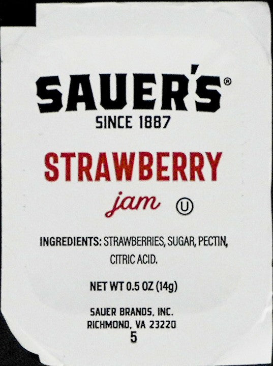 Strawberry Jam Pouch 0.5 Ounce Size - 6.244 Pound Per Case.