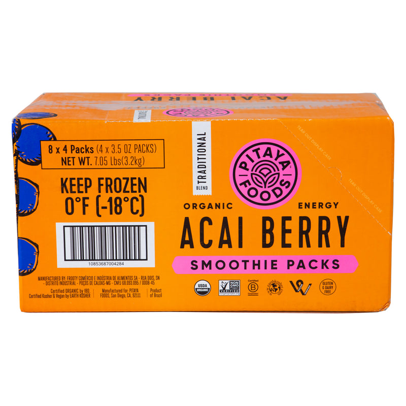 Pitaya Plus Organic Acai Traditional Smoothie Pack 14 Ounce Size - 8 Per Case.