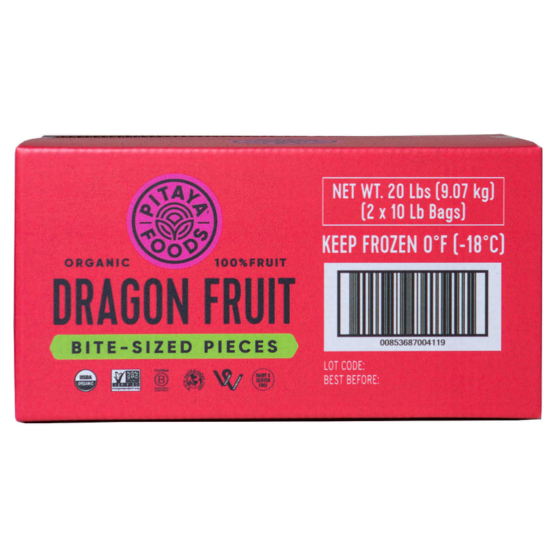 Pitaya Plus Organic Dragon Fruit IQF Bulk 20 Pound Each - 1 Per Case.