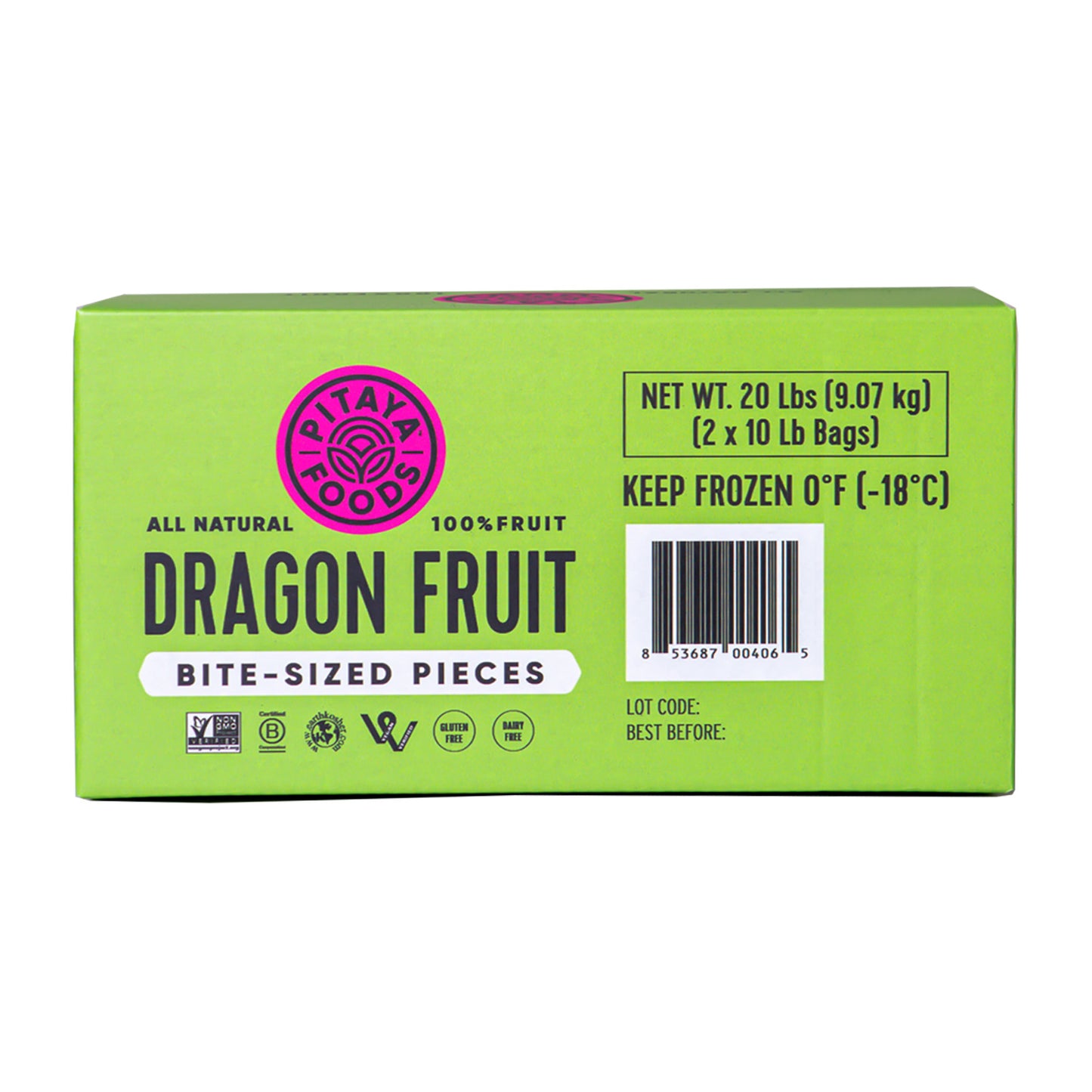 Pitaya Plus Dragon Fruit IQF Bulk 20 Pound Each - 1 Per Case.