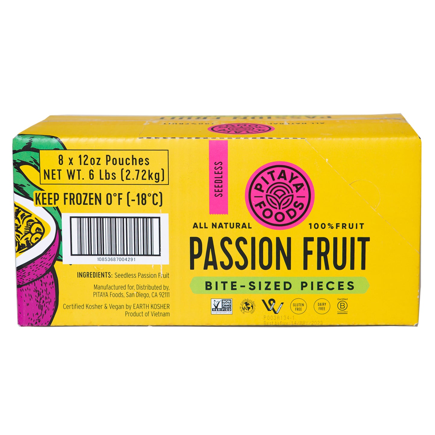 Pitaya Plus Seedless Passion Fruit Cube 12 Ounce Size - 8 Per Case.