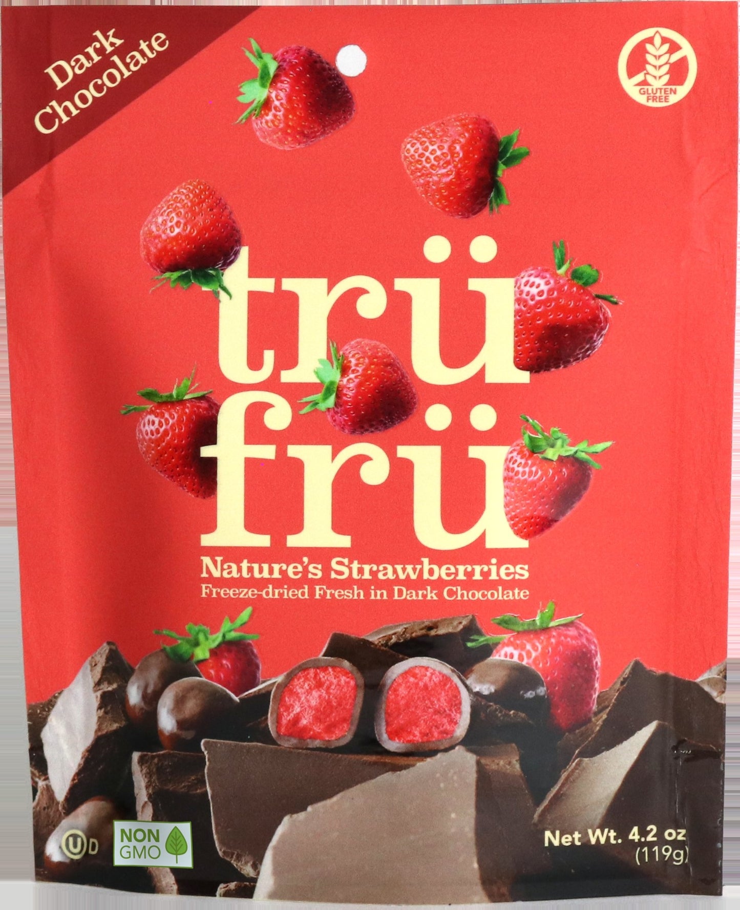 Tru Fru Hyper Dried Grab & Share Hyper Driedreal Strawberries In Dark Chocolate Ou 4.2 Ounce Size - 6 Per Case.