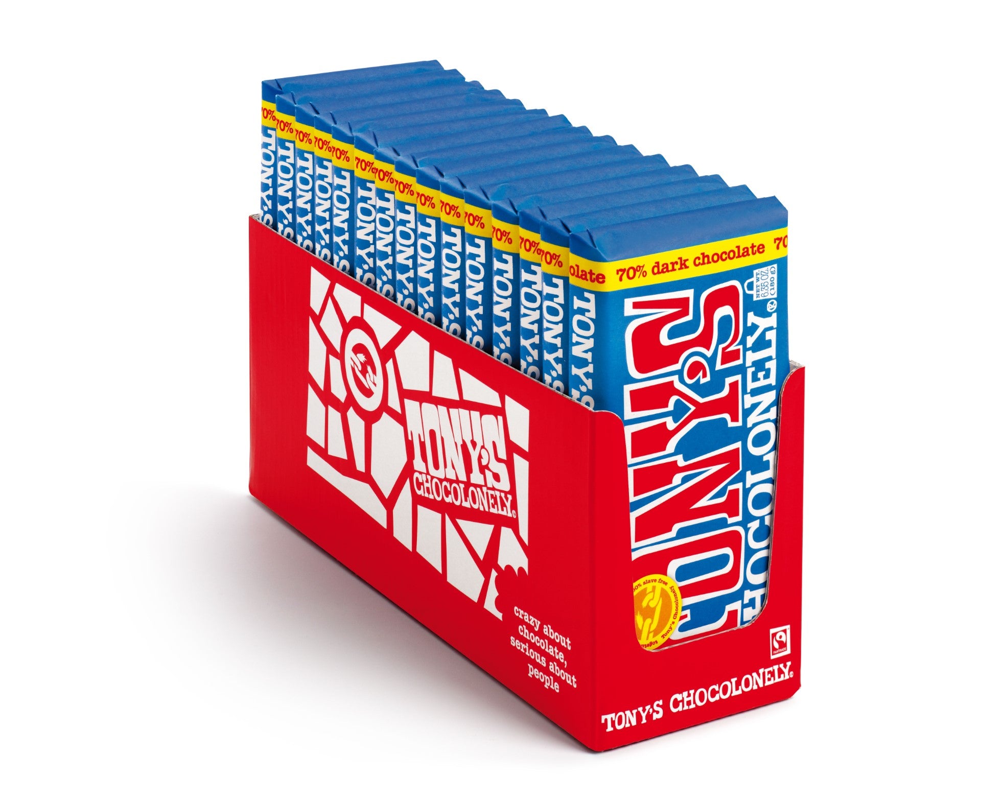 Tony's Chocolonely Dark Chocolate Bar 6.35 Ounce Size - 15 Per Case.