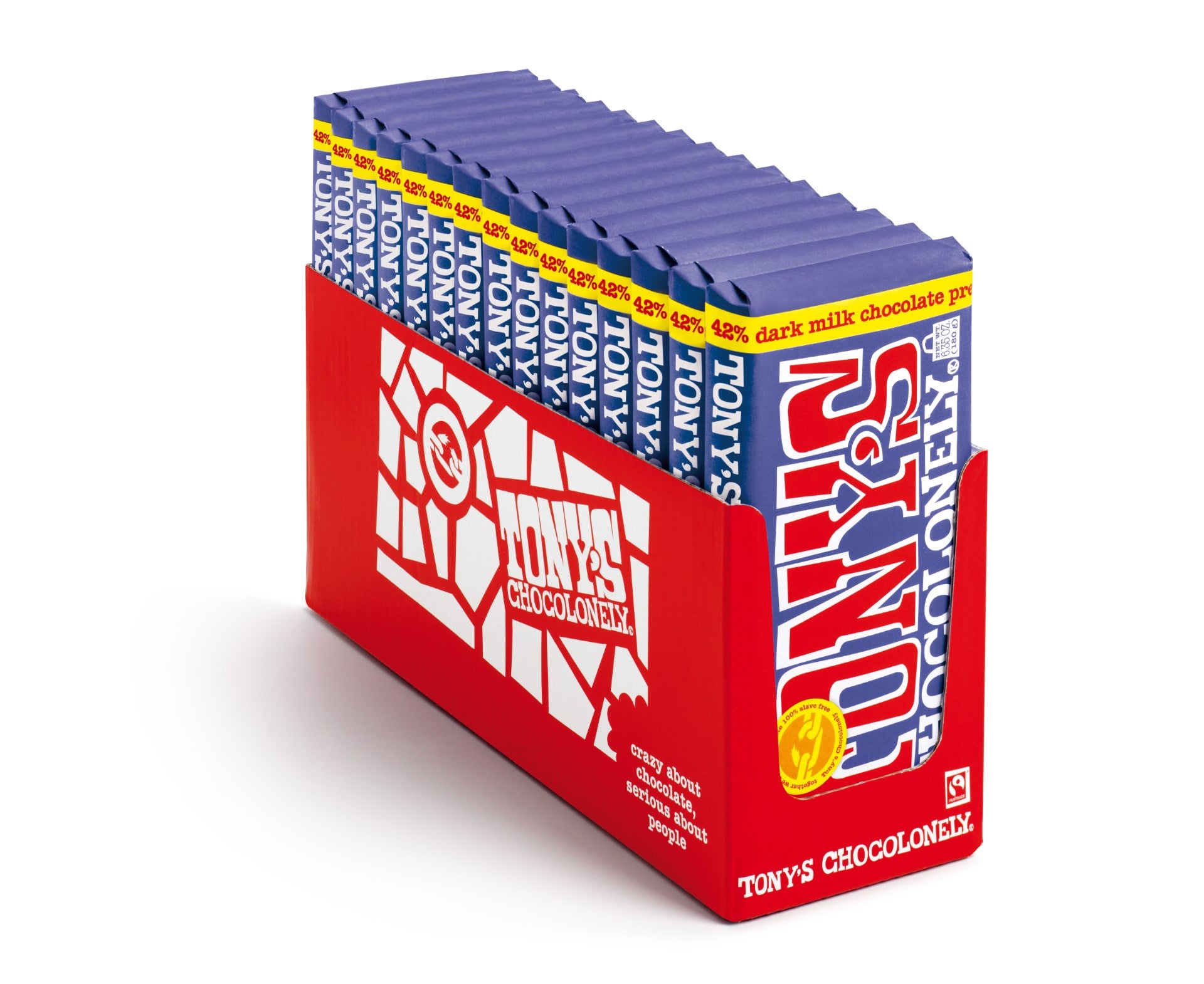 Tony's Chocolonely Dark Milk Chocolate With Pretzel And Toffee 6.35 Ounce Size - 15 Per Case.