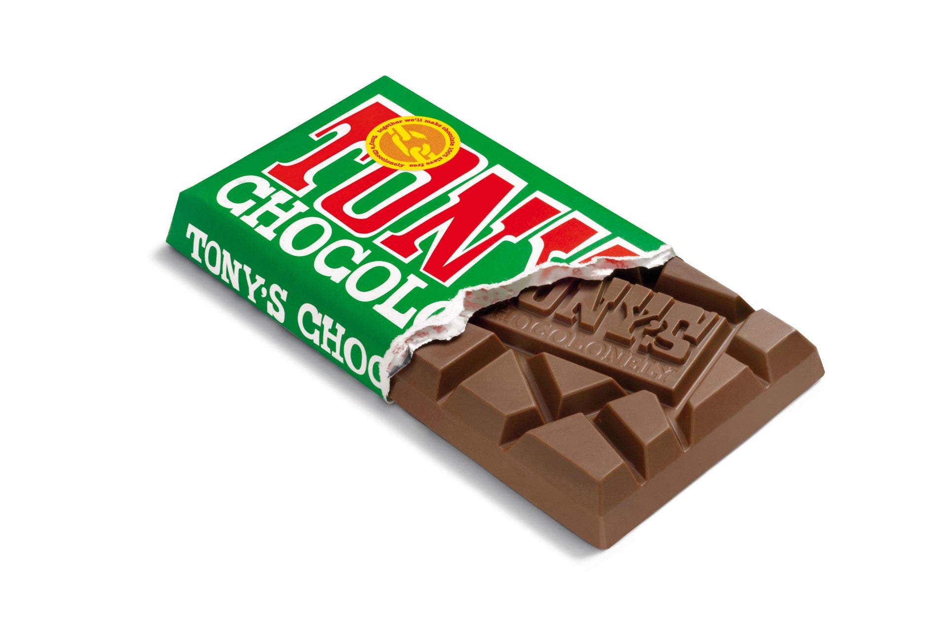 Tony's Chocolonely Milk Hazelnut Bar 6.35 Ounce Size - 15 Per Case.
