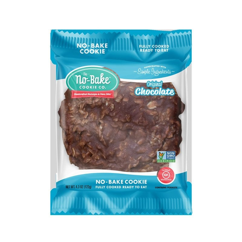 The No Bake Cookie Co Original Chocolate Large Individually Wrapped 4.3 Ounce Size - 72 Per Case.