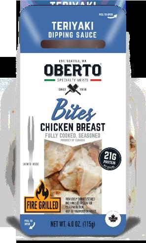 Oberto Chicken Bites Teriyaki 4 Ounce Size - 30 Per Case.