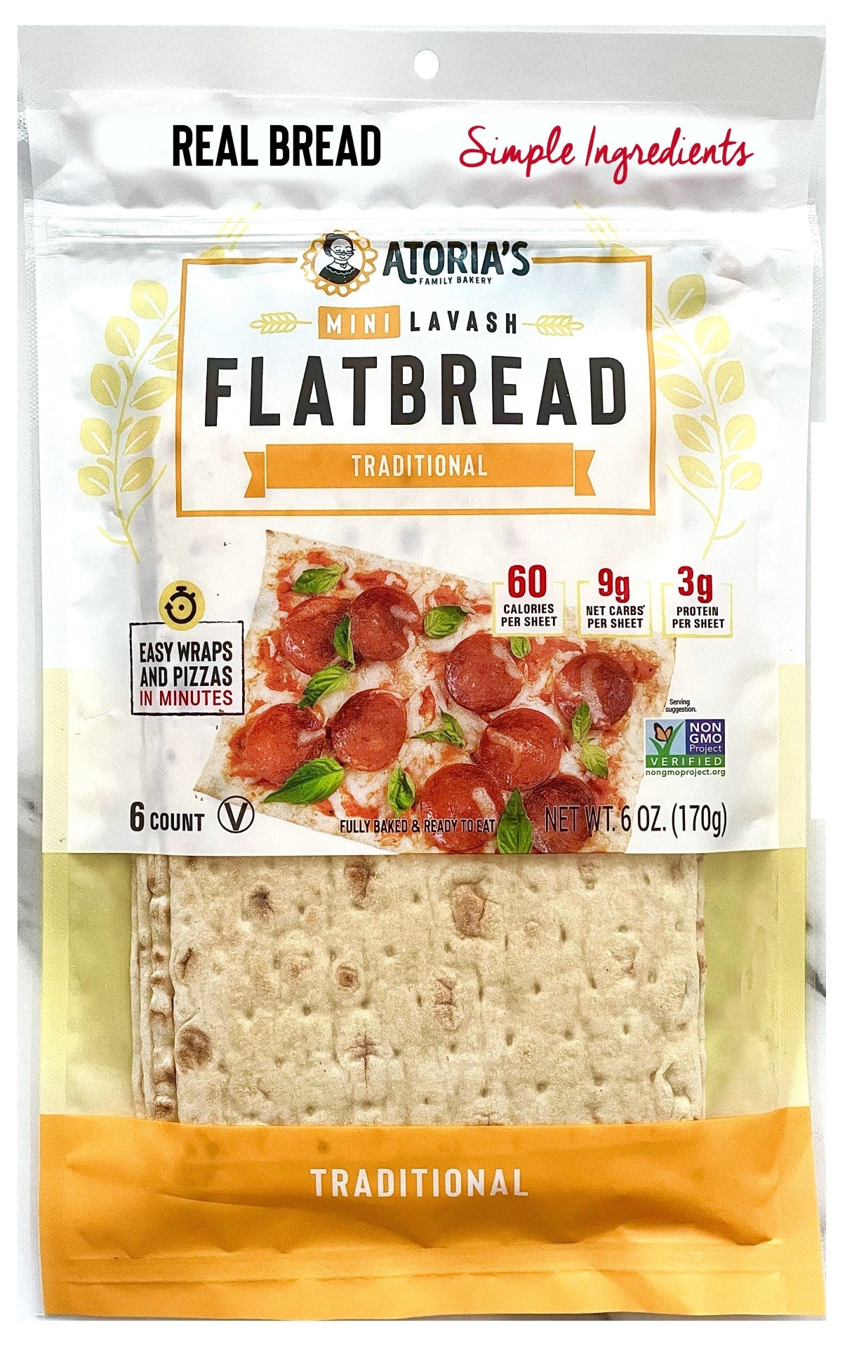 Atoria's Family Mini Traditional Lavash 8 Ounce Size - 8 Per Case.