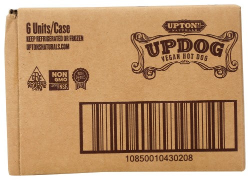 Upton's Naturals Updog Vegan Hot Dog 10 Ounce Size - 6 Per Case.