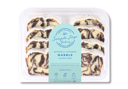 Simple Joys Bakery Iced Marble Sliced Cake 14 Ounce Size - 10 Per Case.