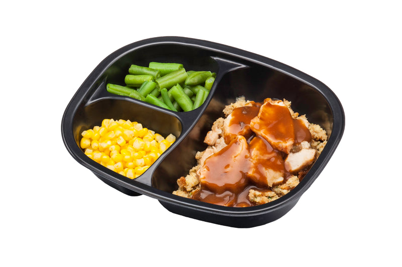 Turkey & Dressing W Gravy Green Beans Corn 13 Ounce Size - 20 Per Case.