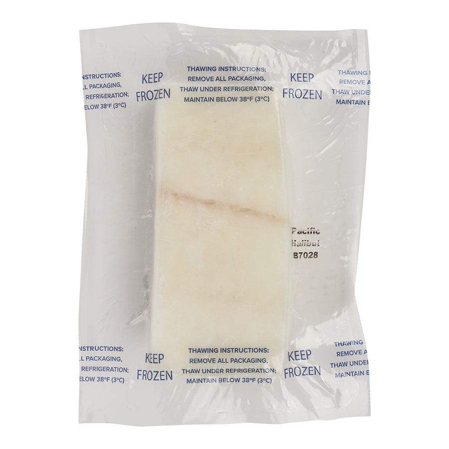 Trident Seafoods 8 Ounce Boneless Skinless Vacuum Packed Halibut Fillet 10 Pound Each - 1 Per Case.