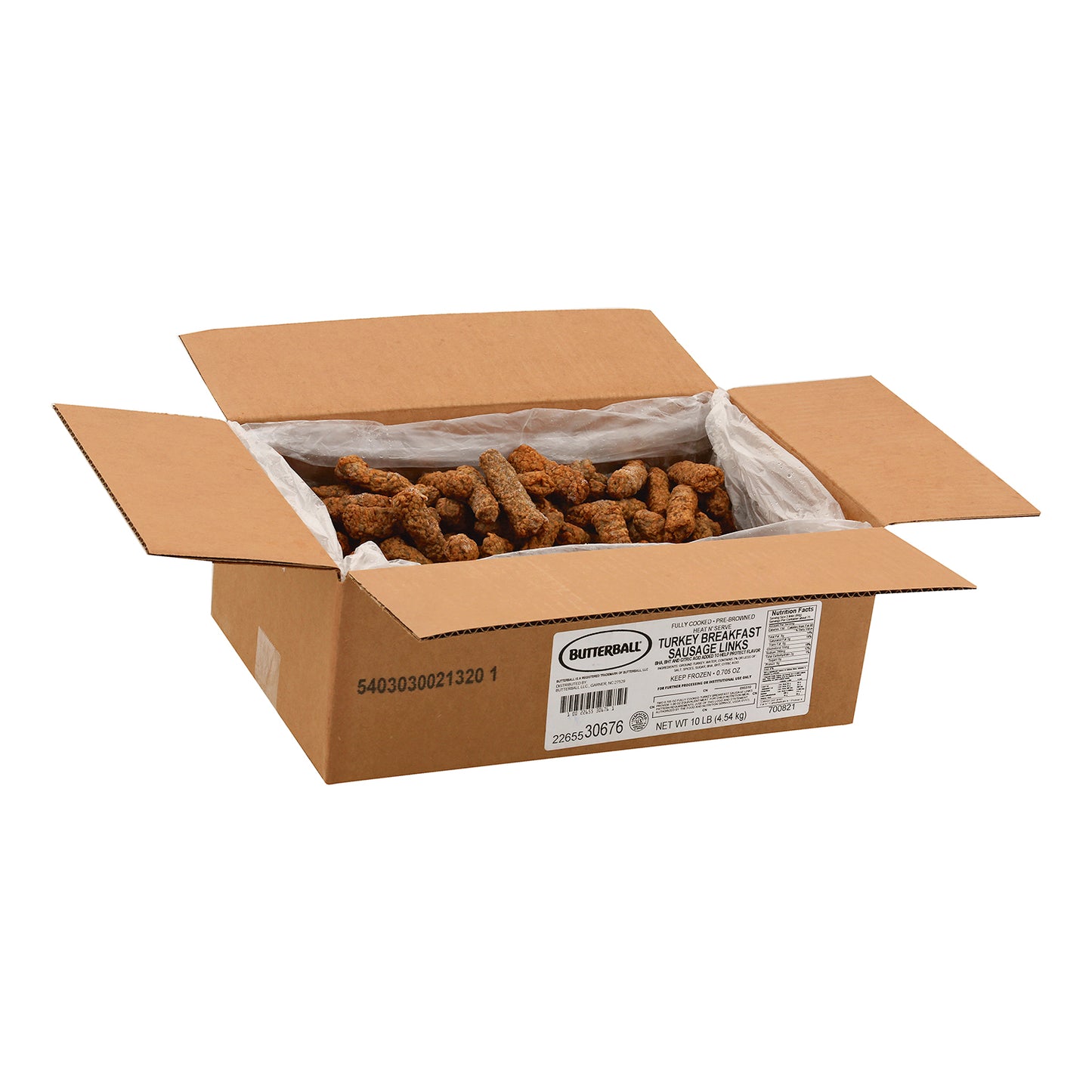 Sausage Turkey Link Breakfast Mild Cooked Child Nutrition Breakfas 10 Pound Each - 1 Per Case.