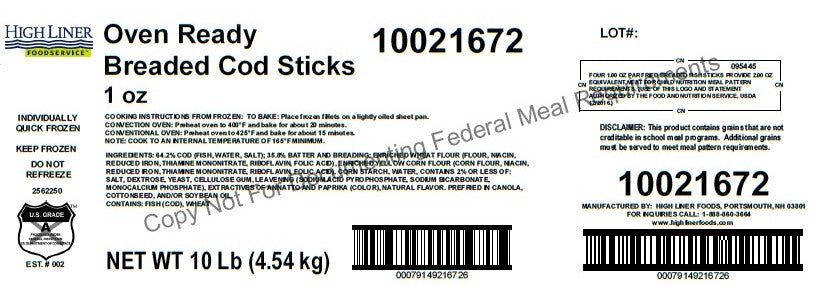 Oven Ready Breaded Cod Sticks 5 Pound Each - 2 Per Case.