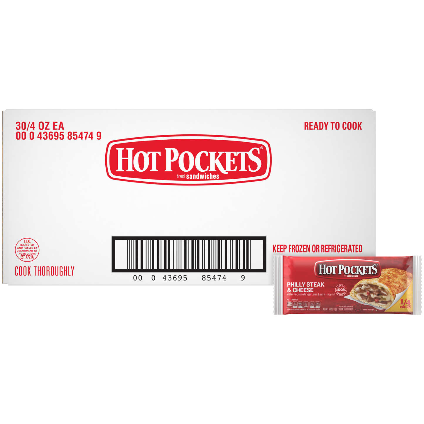 Hot Pockets Philly Steak And Cheese 4 Ounce Size - 30 Per Case.