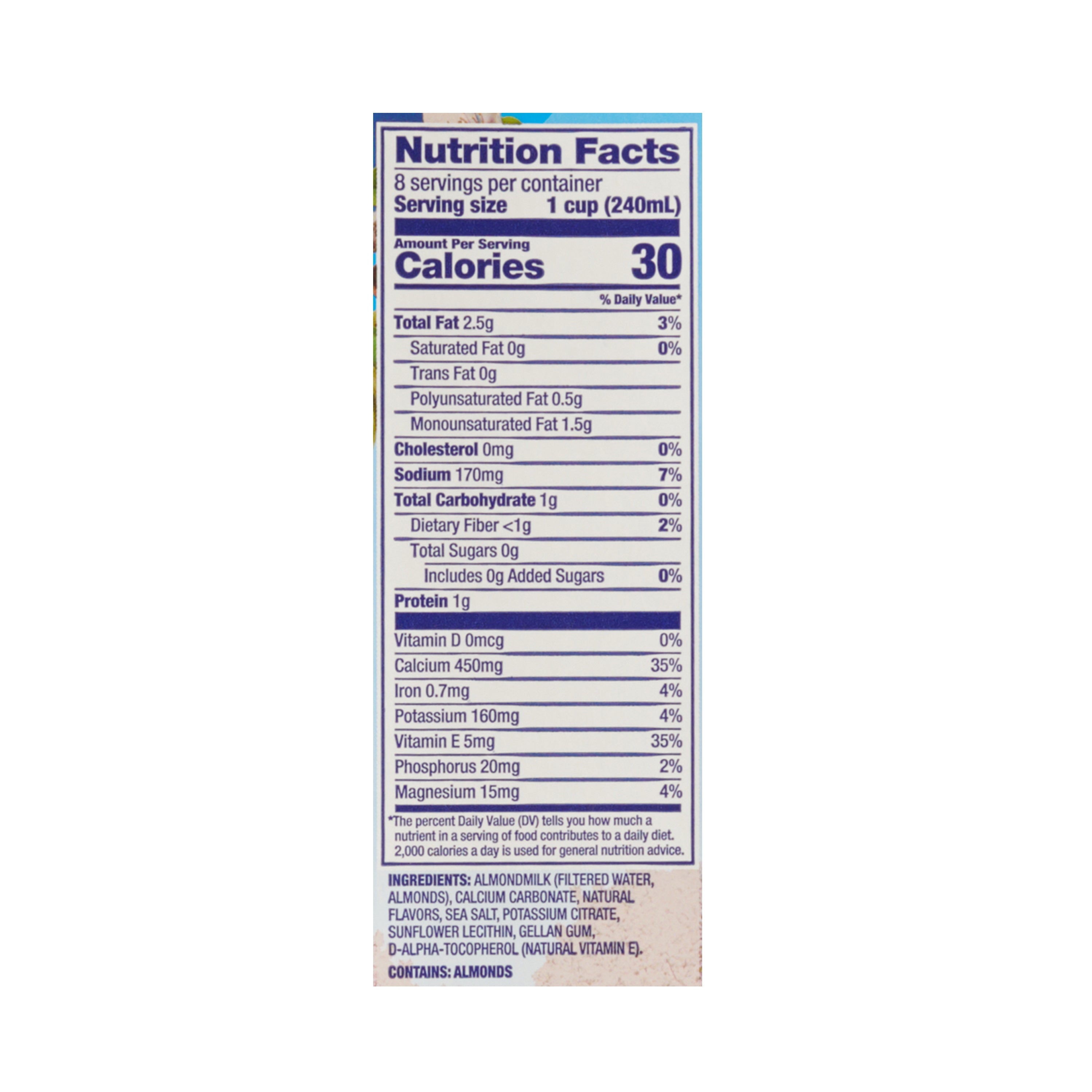 Almond Breeze Milk Substitute Unsweetened Vanilla 64 Ounce Size - 8 Per Case.