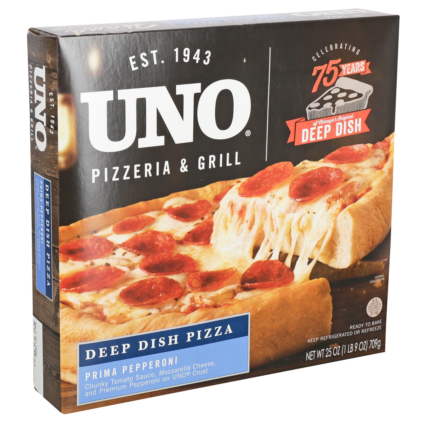 Uno Foods Inc 9" Deep Dish Pepperoni Pizza 6 Each - 1 Per Case.