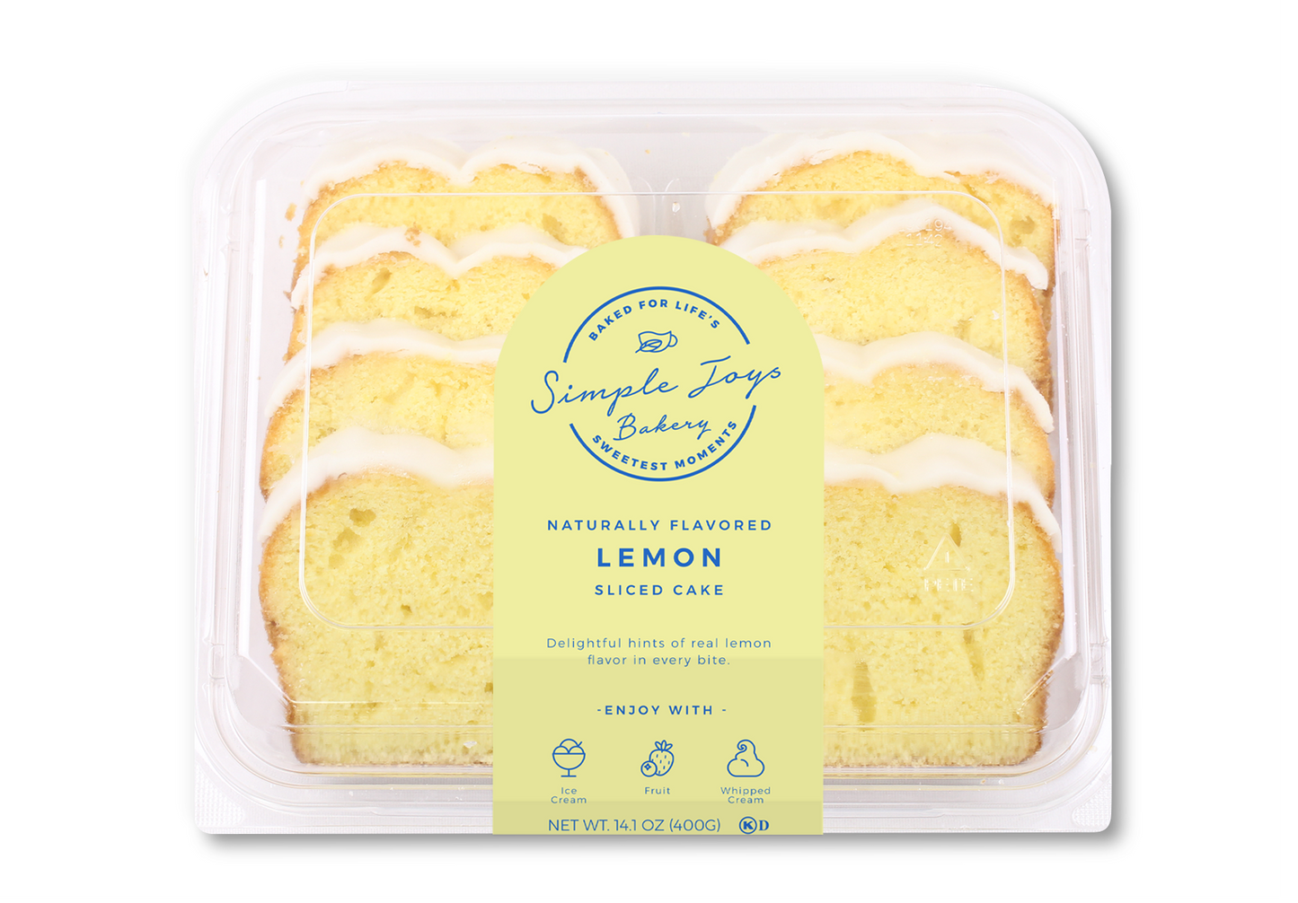 Simple Joys Bakery Iced Lemon Sliced Cake 14 Ounce Size - 10 Per Case.