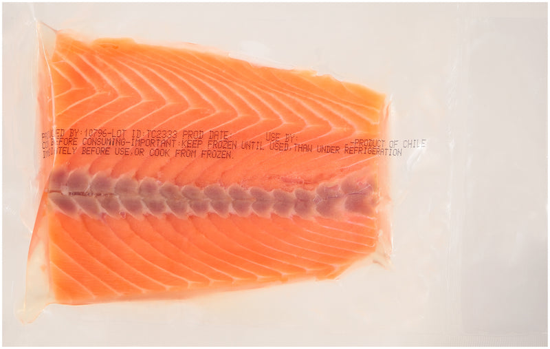 Trident Seafoods 8 Ounce Portion Boneless Skinless Raw Atlantic Salmon 10 Pound Each - 1 Per Case.