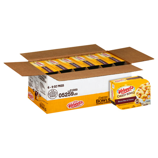 Velveeta Macaroni & Cheese Bacon Bowl, 9 Ounce Size - 6 Per Case.