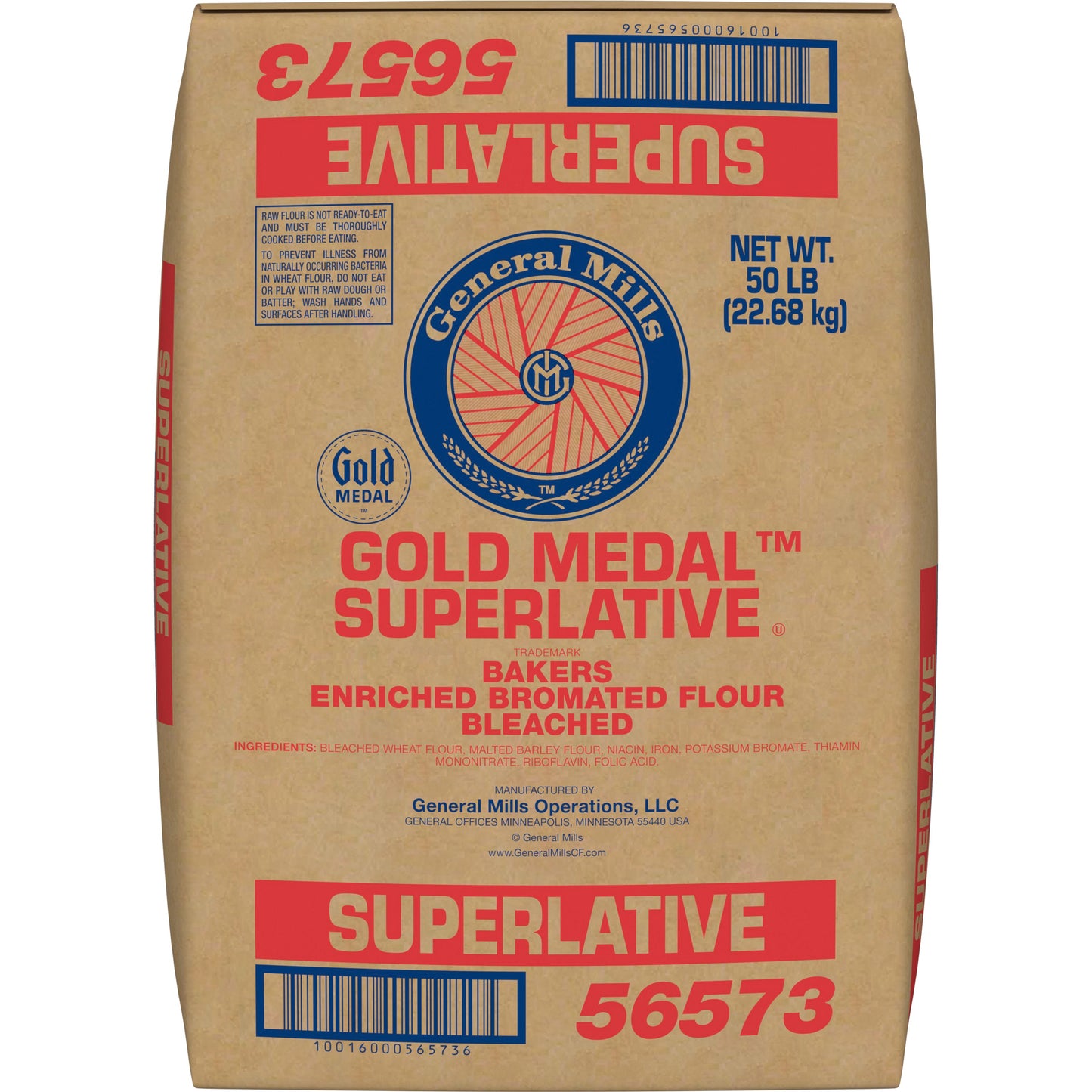 Gold Medal™ Superlative™ Bakers Flour Enriched Bromated Bleached 50 Pound Each - 1 Per Case.