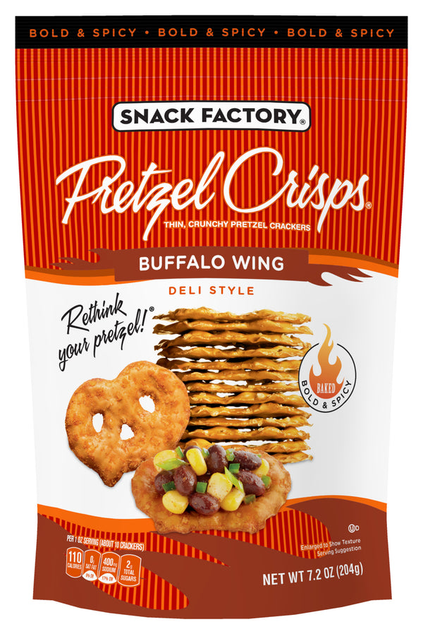 Pretzel Crisps Buffalo Wing 7.2 Ounce Size - 12 Per Case.