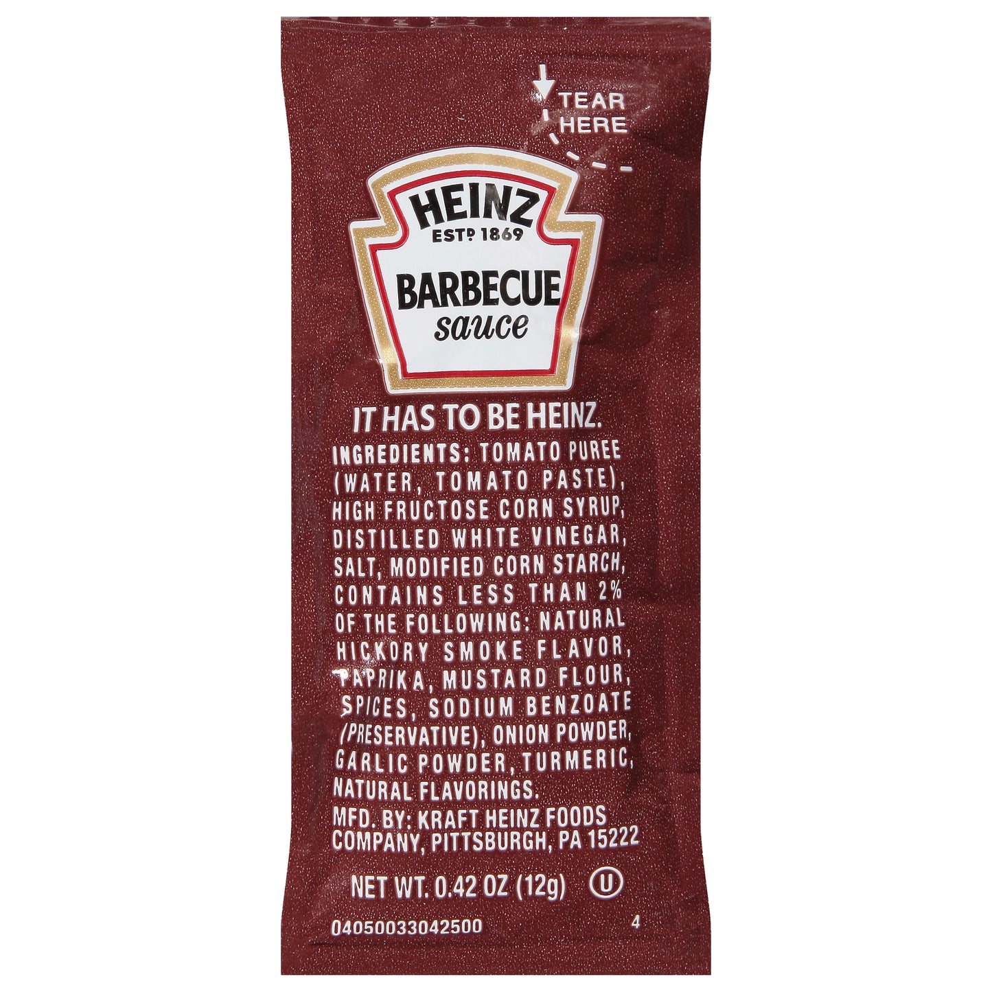 HEINZ Single Serve Barbecue Sauce 12 Gram Packets 200 Per Case