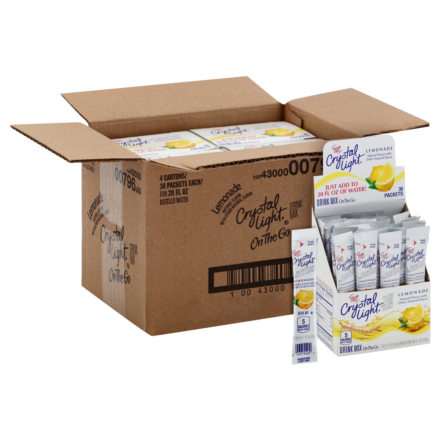 Crystal Light Lemonade Powdered Drink Mix 120.0Casepack 4 Boxes of 30 On-the-Go Packets