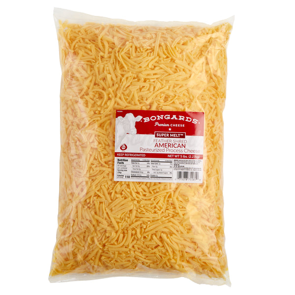 Bongards Cheese Super Melt Processed Yellowshredded 5 Pound Each - 4 Per Case.