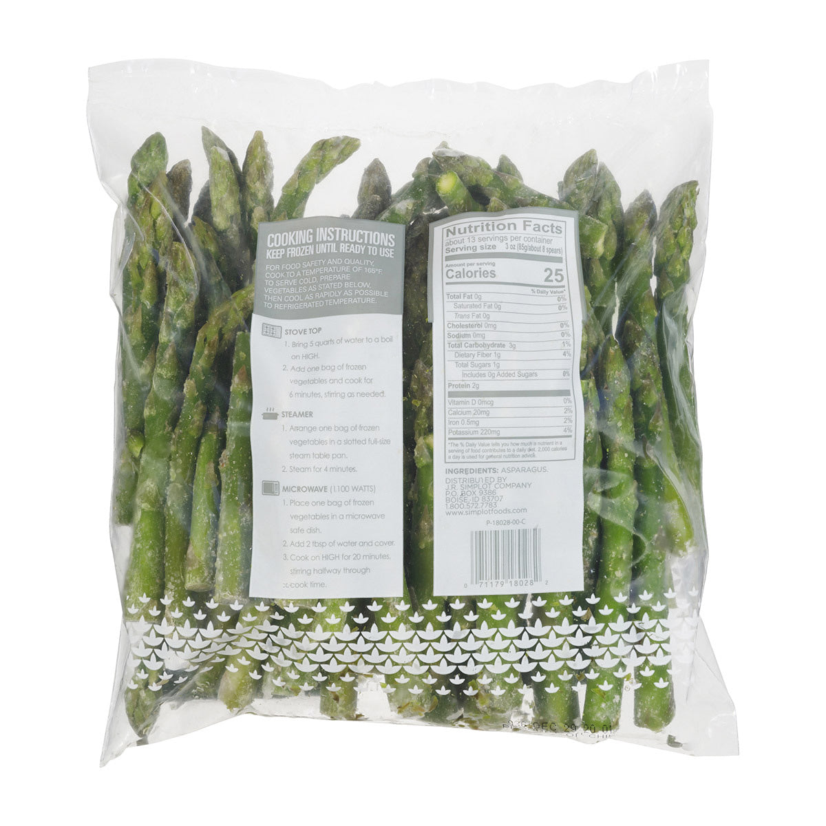 Simplot Simple Goodness Classic Vegetables Asparagus Spears 2.5 Pound Each - 6 Per Case.