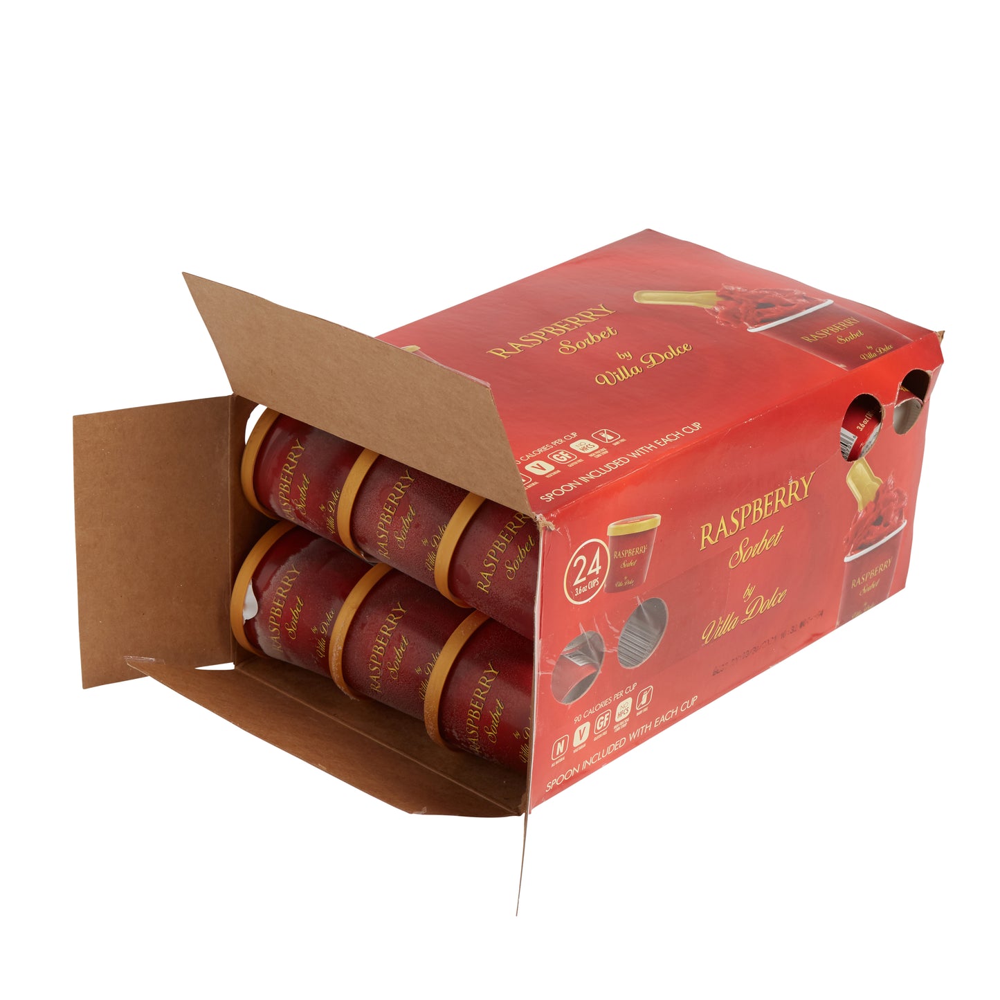 Villa Dolce Raspberry Sorbet Portion 3.6 Ounce Size - 24 Per Case.