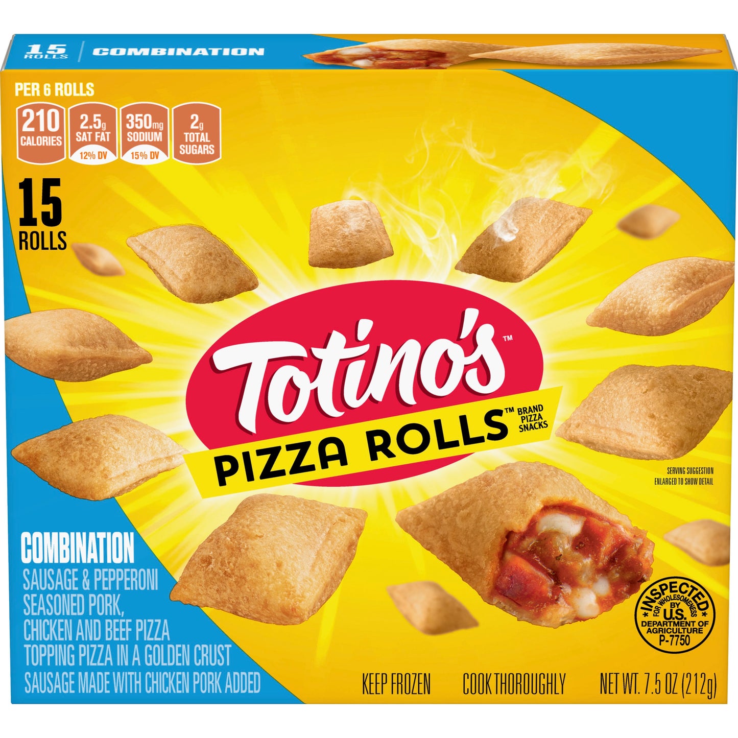 Totino's™ Frozen Hot Snacks Pizza Rolls™ Combo 7.5 Ounce Size - 12 Per Case.