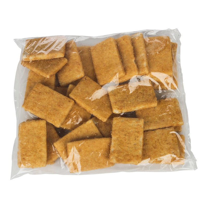 Oven Ready Breaded Cod Rectangles Kosher 10 Pound Each - 1 Per Case.