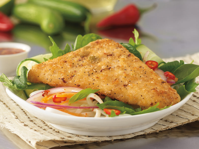 Trident Seafoods 4 Ounce 10 Grain Crunchy Breaded Oven Ready Pollock 10 Pound Each - 1 Per Case.