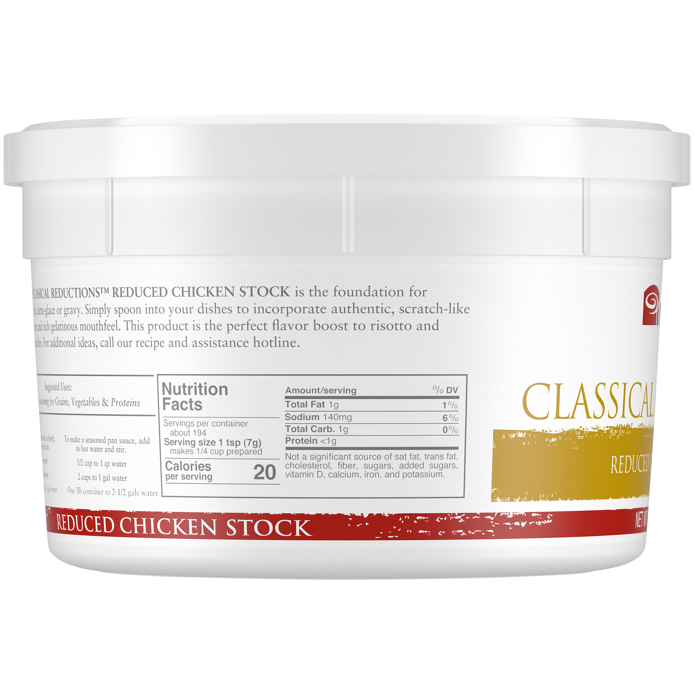 Minor's Classical Reduction Gluten Free Reduced Chicken Stock 3 Pound Each - 4 Per Case.