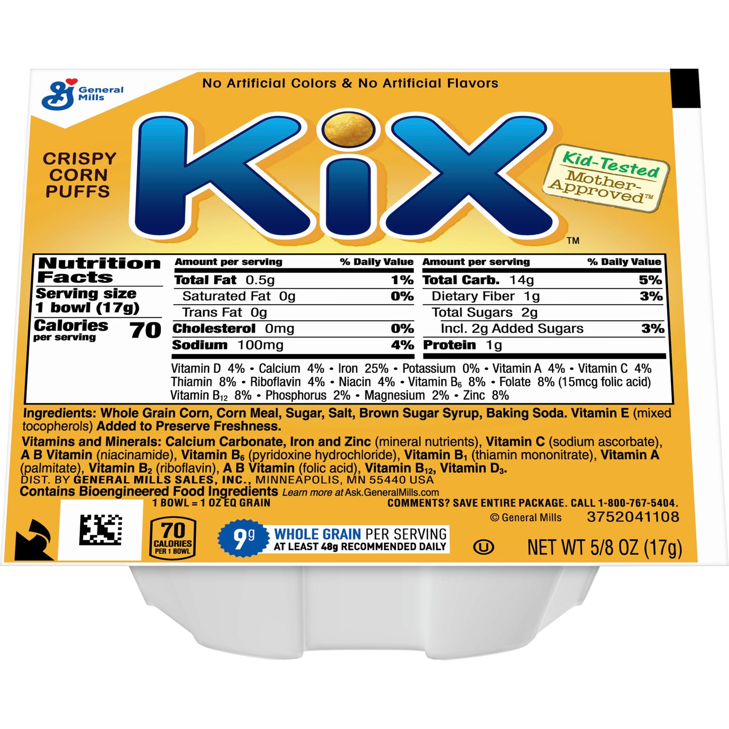 Kix™ Cereal Single Serve Bowlpak 0.63 Ounce Size - 96 Per Case.