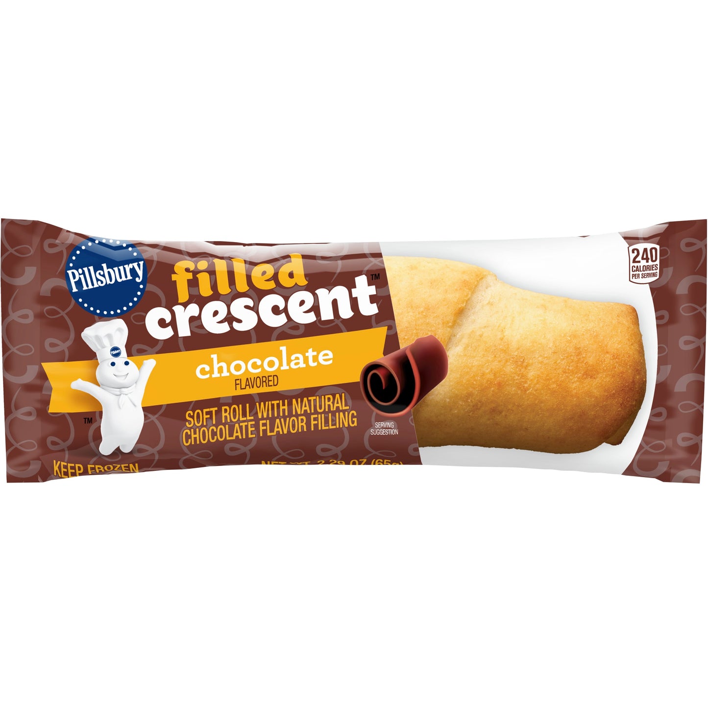 Pillsbury™ Frozen Filled Crescent Chocolate 2.29 Ounce Size - 72 Per Case.