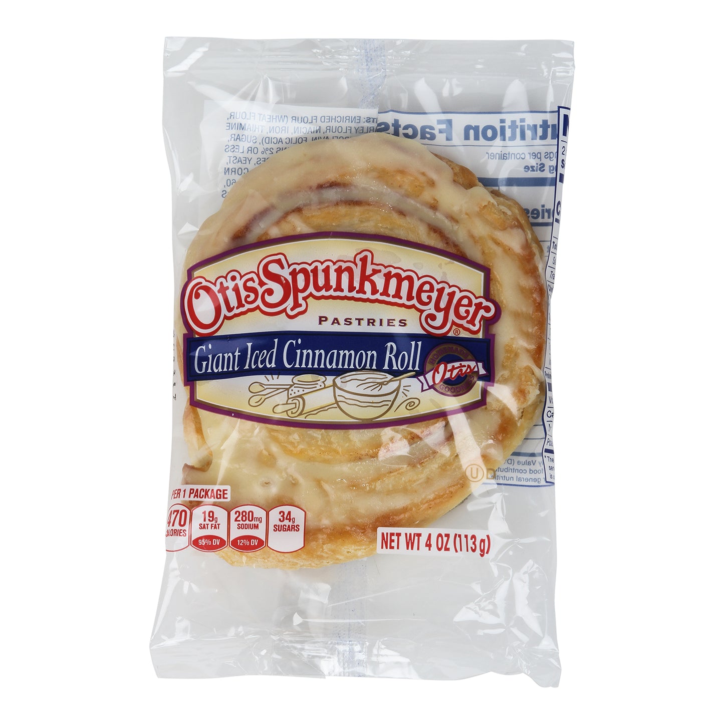 Cinnamon Rolls Giant Iced Individually Wrapped Tray 4 Ounce Size - 48 Per Case.